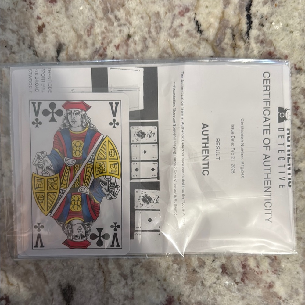 Playing Card with Certificate of Authenticity